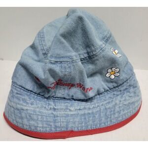 Vintage Walt‎ Disney World Minnie Mouse Denim Bucket Hat Daisy 90s Cotton 22"
